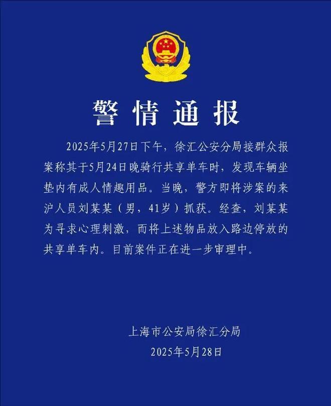 上安装成人玩具网友直呼变态警方通报开元棋牌41岁男子在共享单车坐垫(图5)
