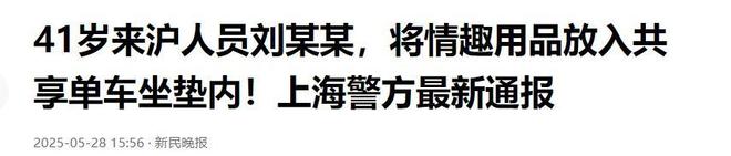 上安装成人玩具网友直呼变态警方通报开元棋牌41岁男子在共享单车坐垫(图10)